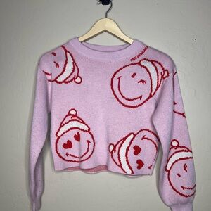 H&M Smiley Face Pink Sweater